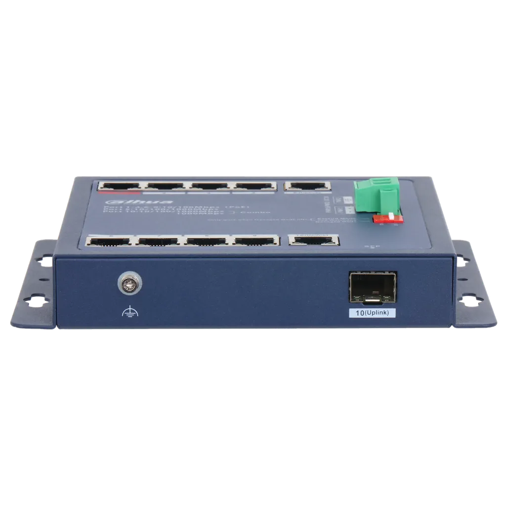 DH-CHS4110-8ET-90-F. Switch Dahua industrial, Puertos del 1-8 10/100 PoE 90 W y 9-10 10/100/1000, Layer 2 con administracion en nube, IP30 y IK06. - Imagen 3
