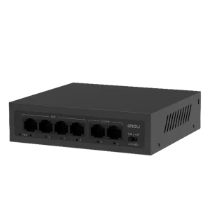 SF106P. Switch PoE IMOU, 4 puertos 10/100M y 2 puertos Uplink 10/100M, Total de potencia 45W, Soporta distancia hasta 250M